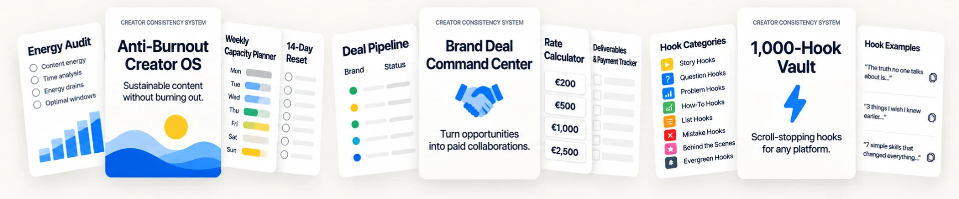 3-Resource Upgrade: Anti-Burnout Creator OS, Brand Deal Command Center and 1,000-Hook Vault